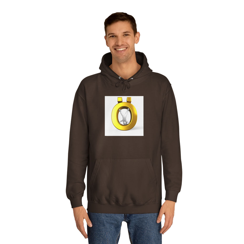 Gold Letter Ö Hoodie | Minimal Jewelry Logo, White Pullover