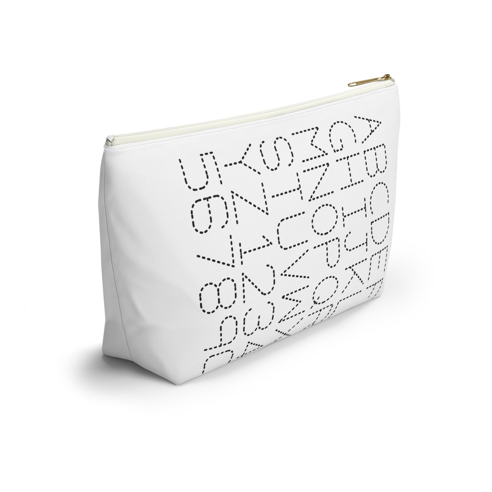 Dotted Alphabet & Numbers Accessory Pouch | T-Bottom Zip Bag