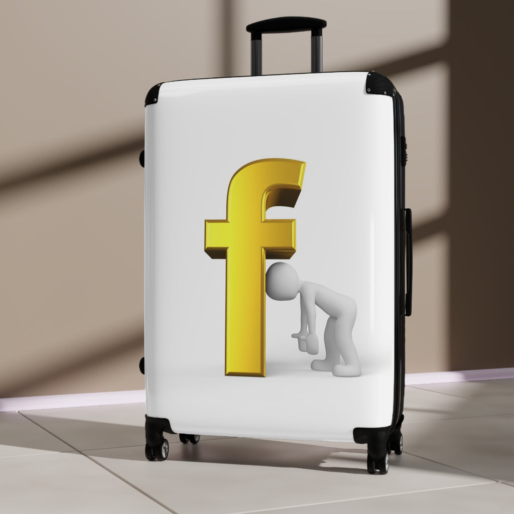 Golden F Letter Humor suitcase | Luggage with 3D letter graphic
