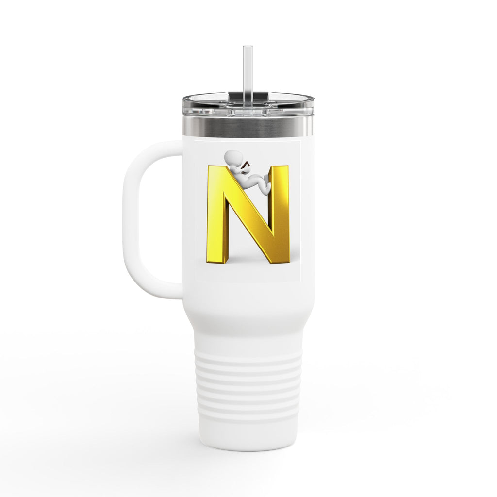 Yellow 3D Letter N Monogram Travel Mug 40oz | Insulated Tumbler