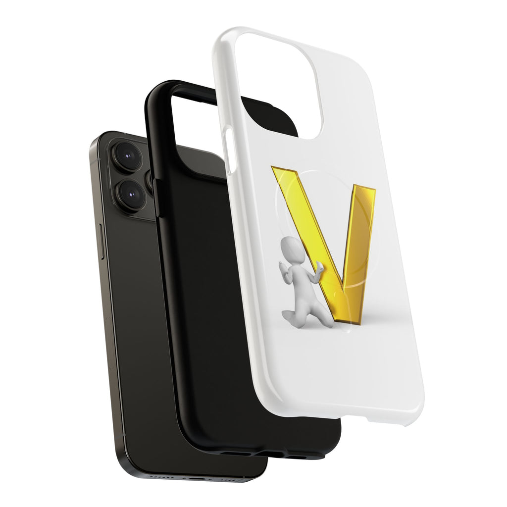 Gold Letter V Monogram Phone Case | Tough Magnetic Case