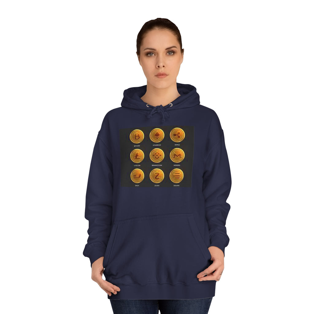 Crypto Coin Icons Hoodie | Bitcoin Ethereum Litecoin Ripple Doge Zcash Monero