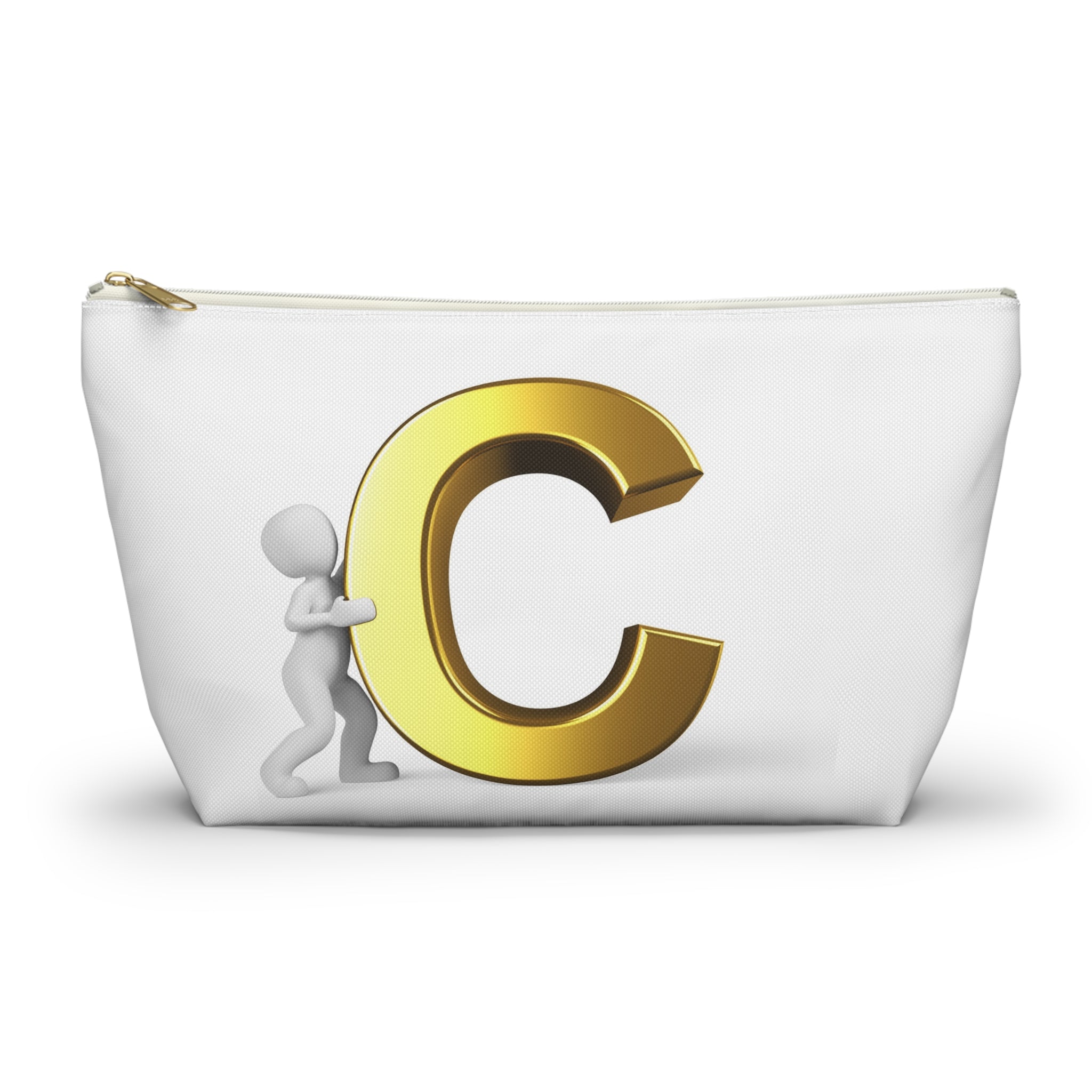 Gold Letter C Monogram Accessory Pouch | Initial Cosmetic Bag