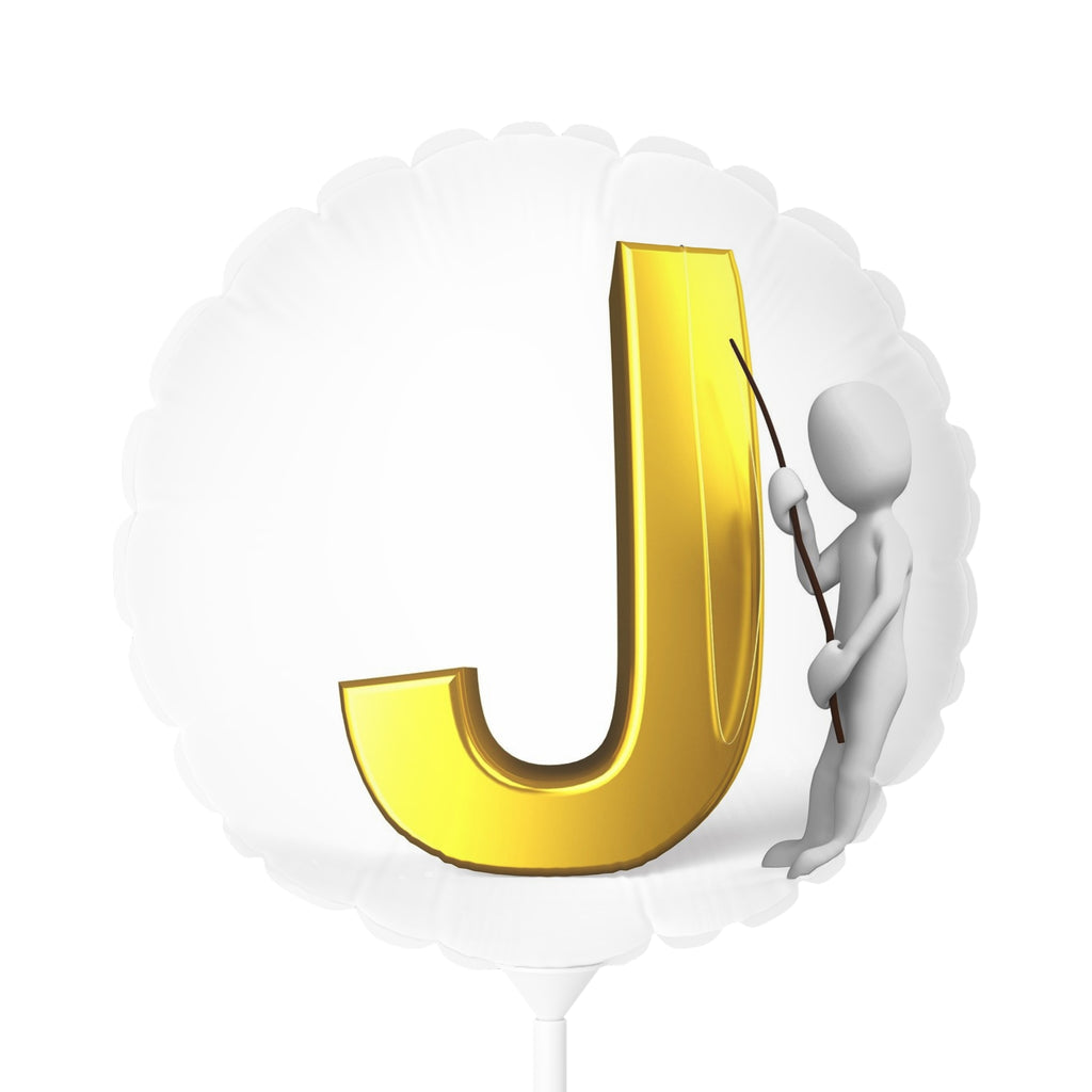 Gold Letter J with Figure Balloon 11" Round Balloon