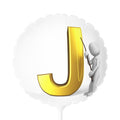 Gold Letter J with Figure Balloon 11" Round Balloon