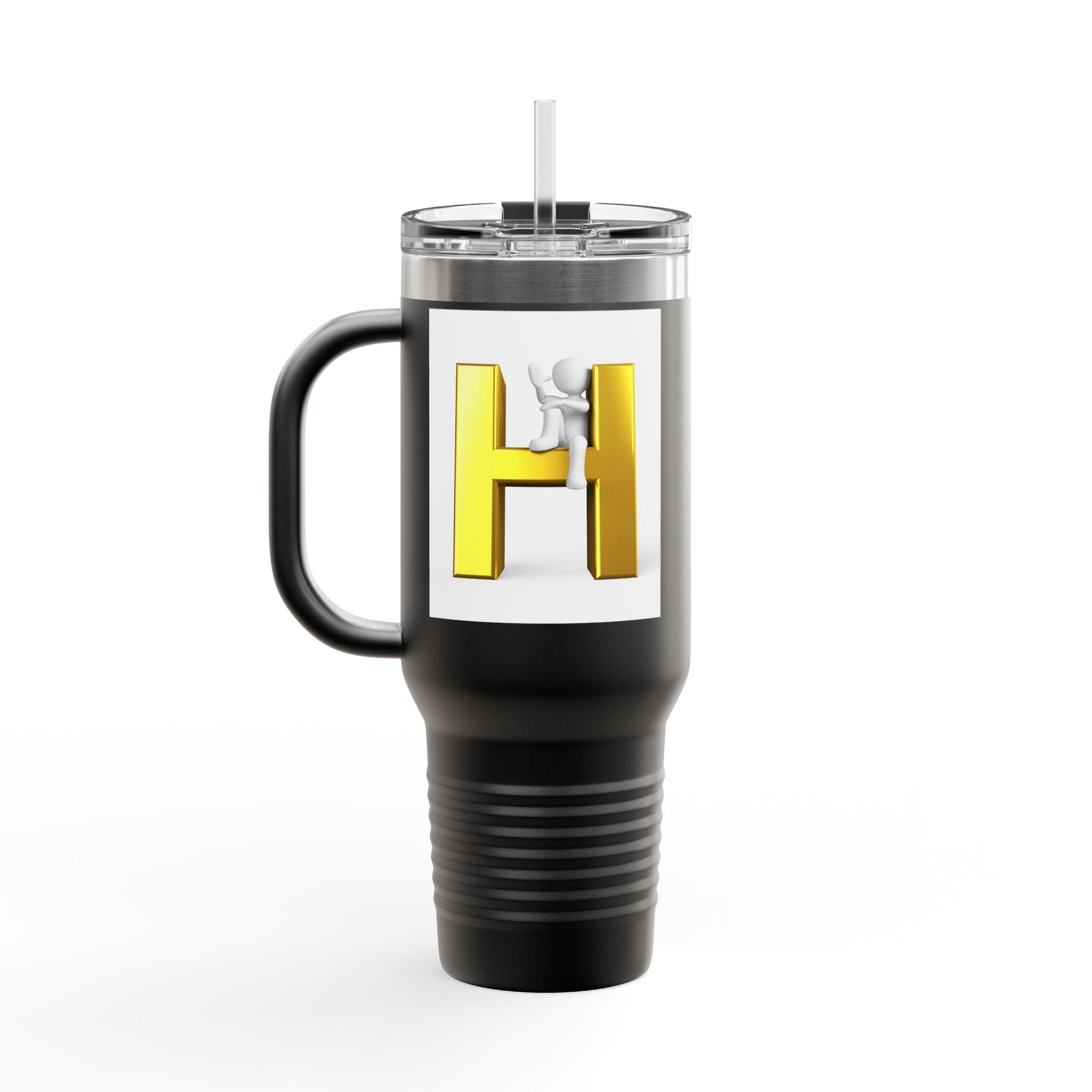 3D Yellow Letter H Monogram Travel Mug | 40oz Insulated Tumbler