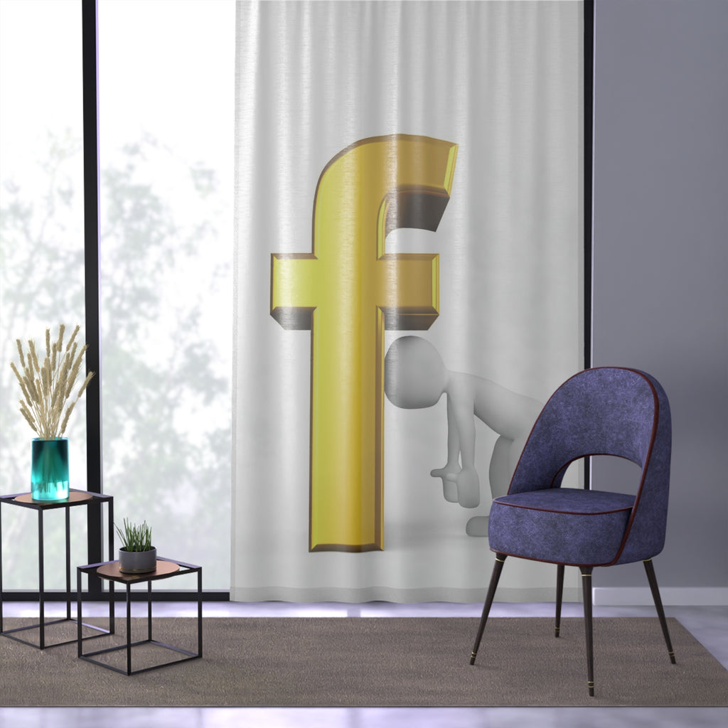 Gold Euro Symbol Peekaboo Window Curtain | Currency Home Decor