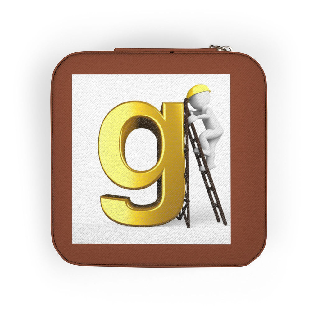 Gold letter G monogram Jewelry Travel Case | compact zippered travel jewelry organizer