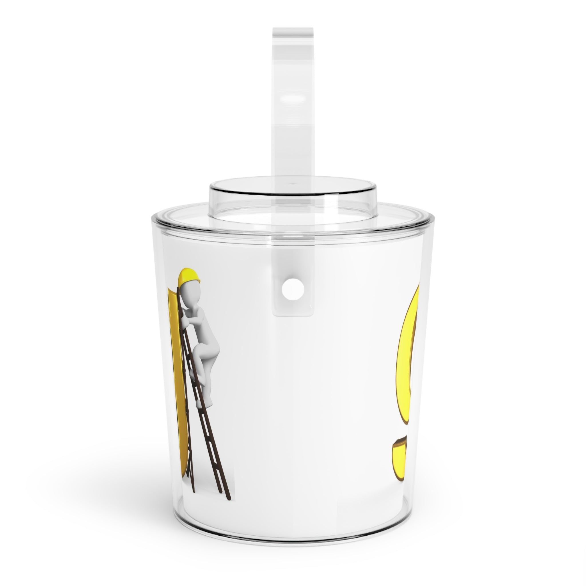 Gold Letter G with Worker Illustration Ice Bucket | Clear Acrylic Ice Bucket with Handle