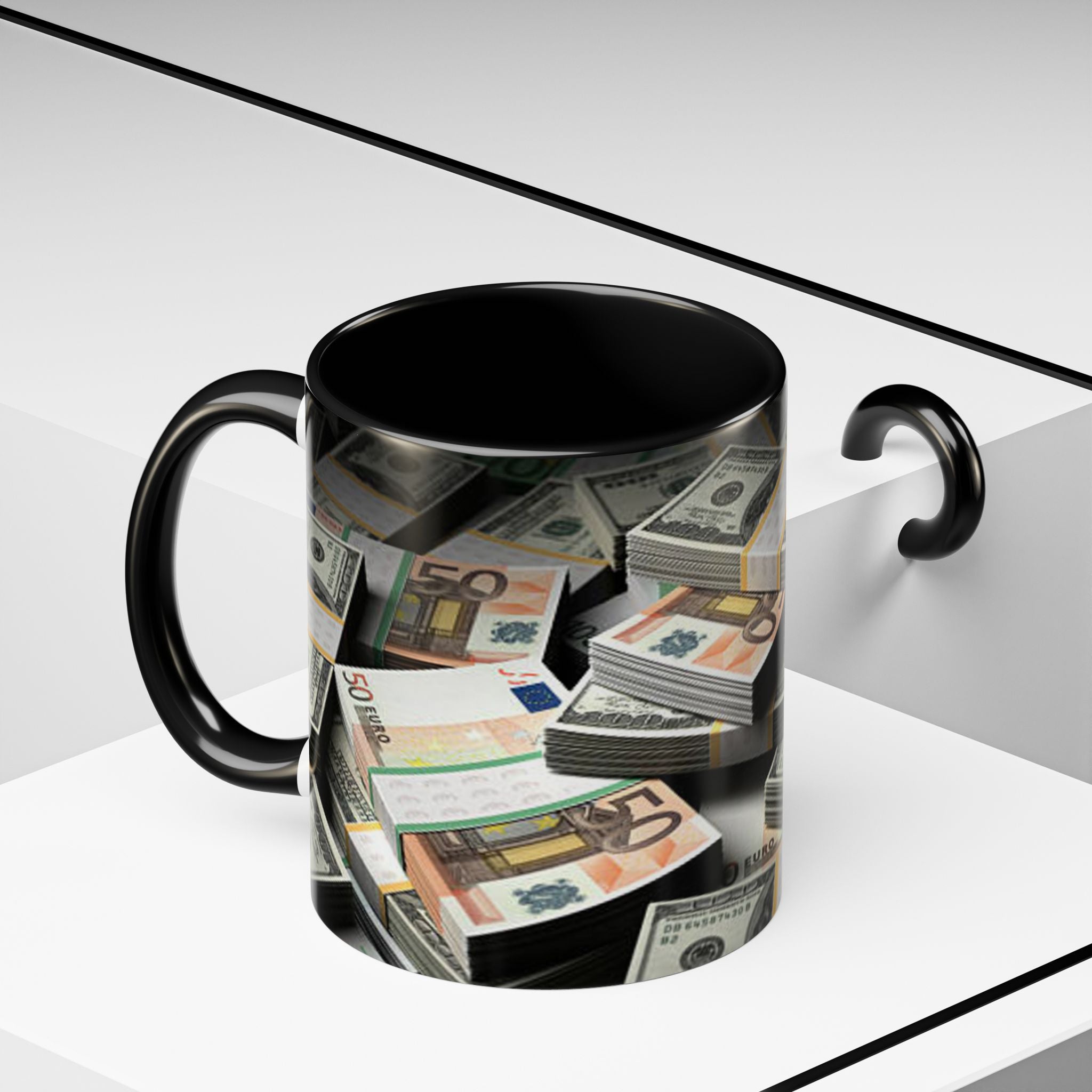 Geldstapel-Tasse | Akzent-Kaffeetasse 325 ml 444 ml, Bargeld-Muster