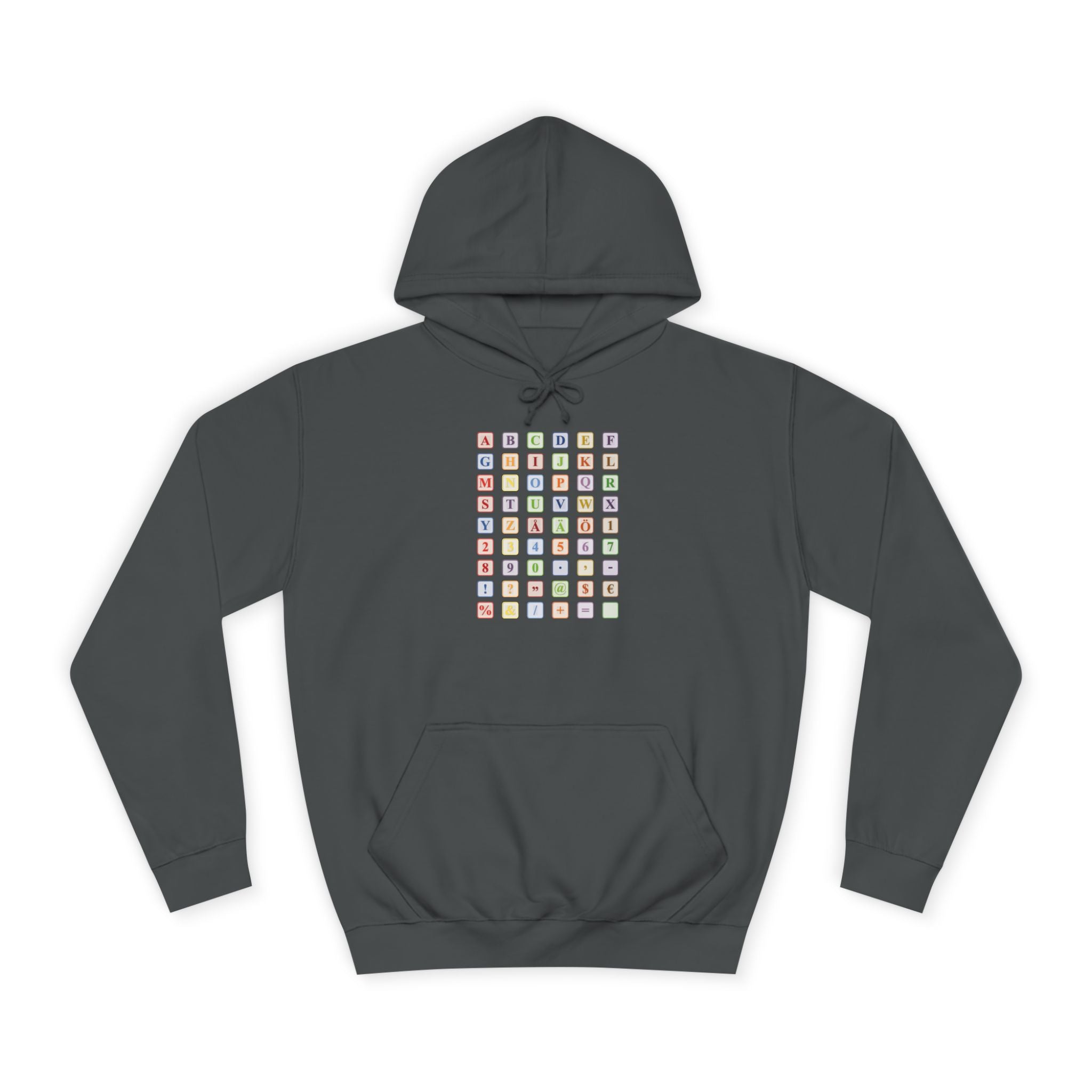 Sweat à capuche Blocs Alphabet | Grille de lettres colorées, imprimé dos et devant