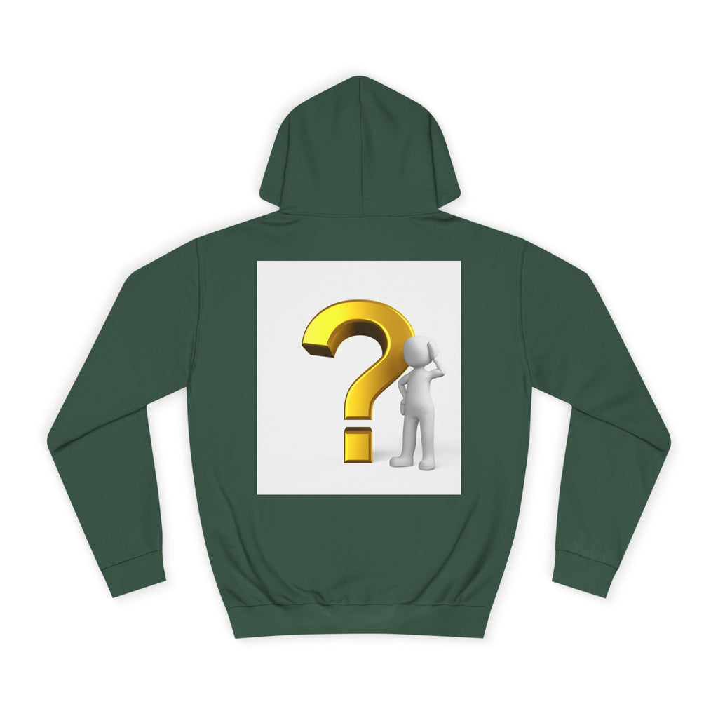 Gold Question Mark with Thinking Figure Hoodie | Mystery Design, Minimalist