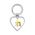 Gold Letter H Heart Keychain | Initial H Heart Keyring