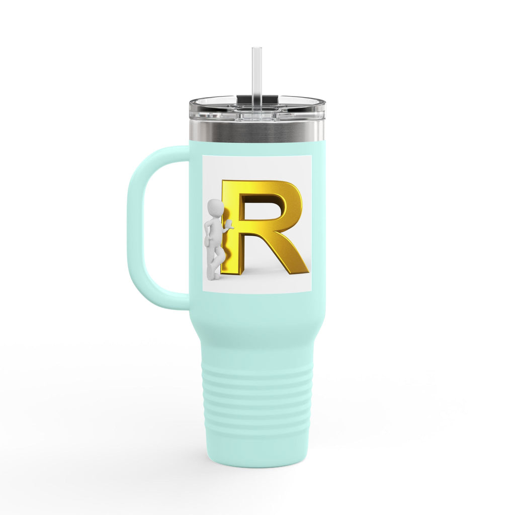 Gold 3D Letter R Initial Insulated Travel Mug | 40oz
