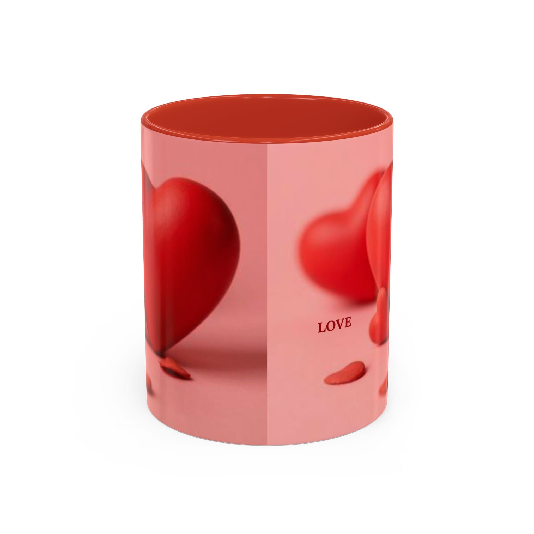 Red Heart Love Design Accent Coffee Mug | Valentine Heart Ceramic Mug