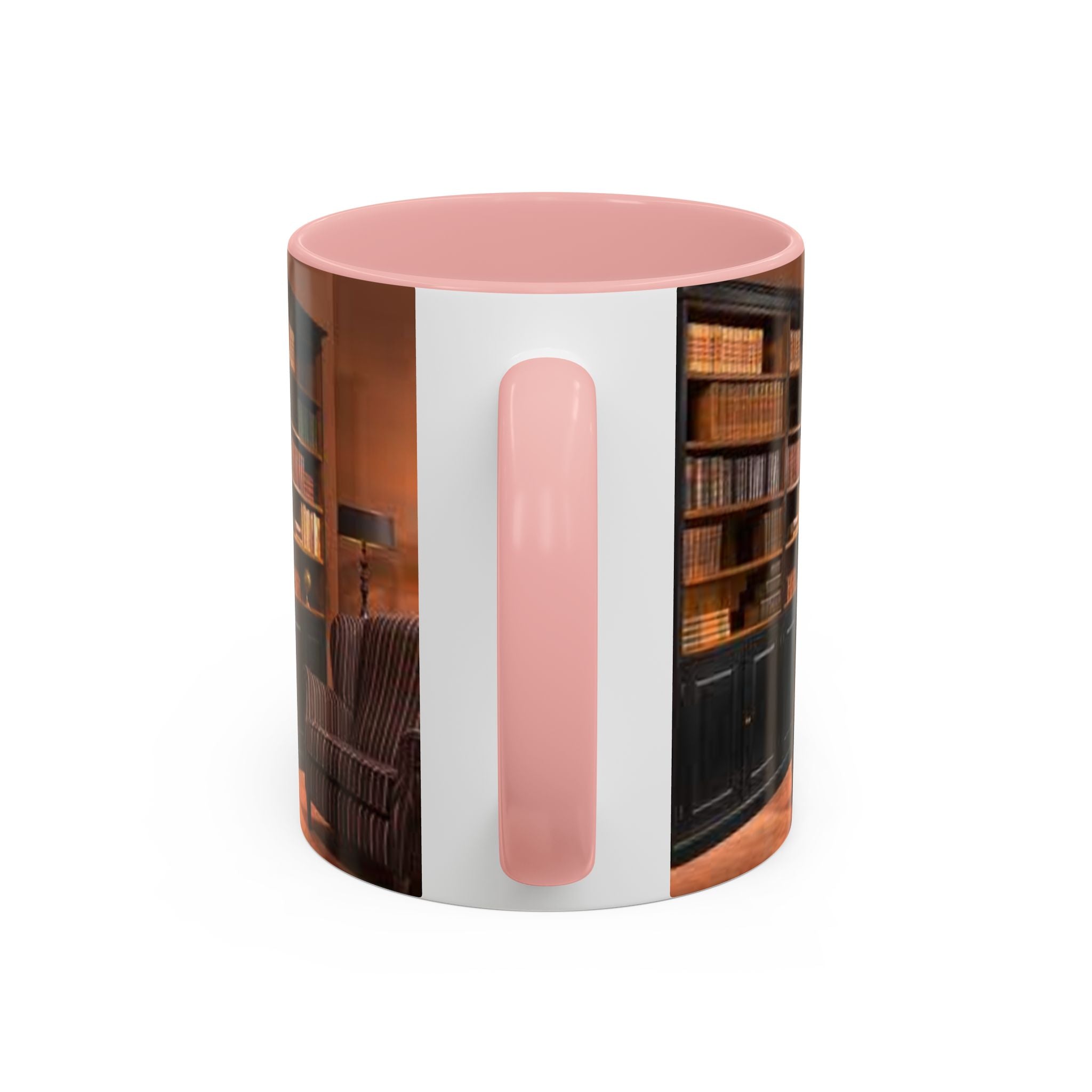 Cozy Library Bookshelf Coffee Mug | Accent Black Handle