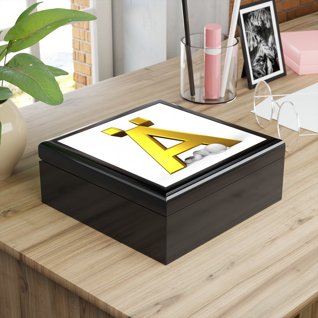 Gold Letter Ä Monogram Jewelry Box | Personalized Initial Keepsake