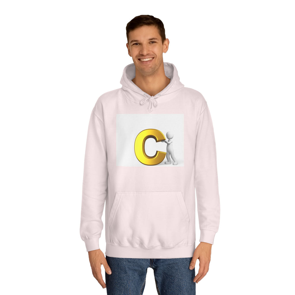 3D Yellow Letter C with Character Hoodie | Initial Monogram Sweatshirt