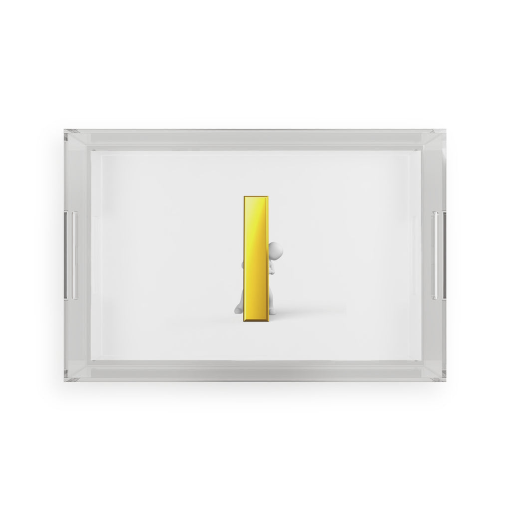 Gold Letter i Character Acrylic Serving Tray | Minimalist Pop Art