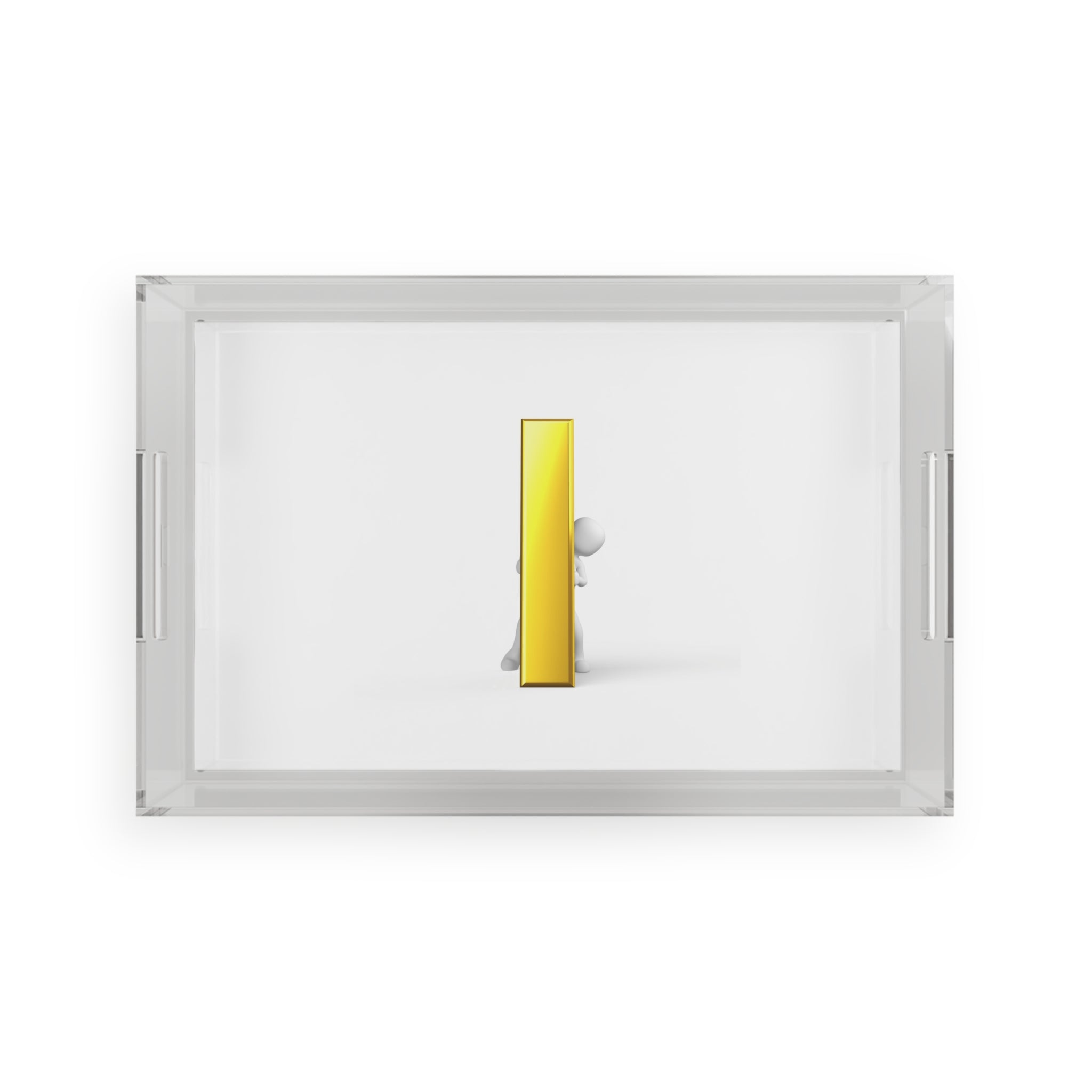 Gold Letter i Character Acrylic Serving Tray | Minimalist Pop Art