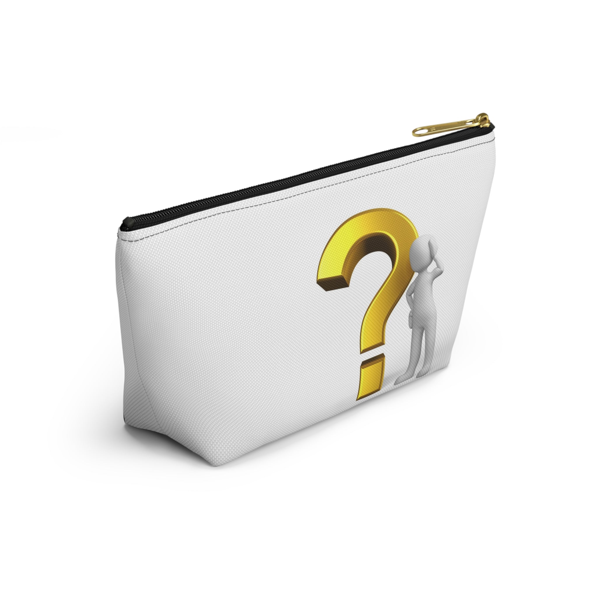 Gold Question Mark with Thinking Figure Accessory Pouch