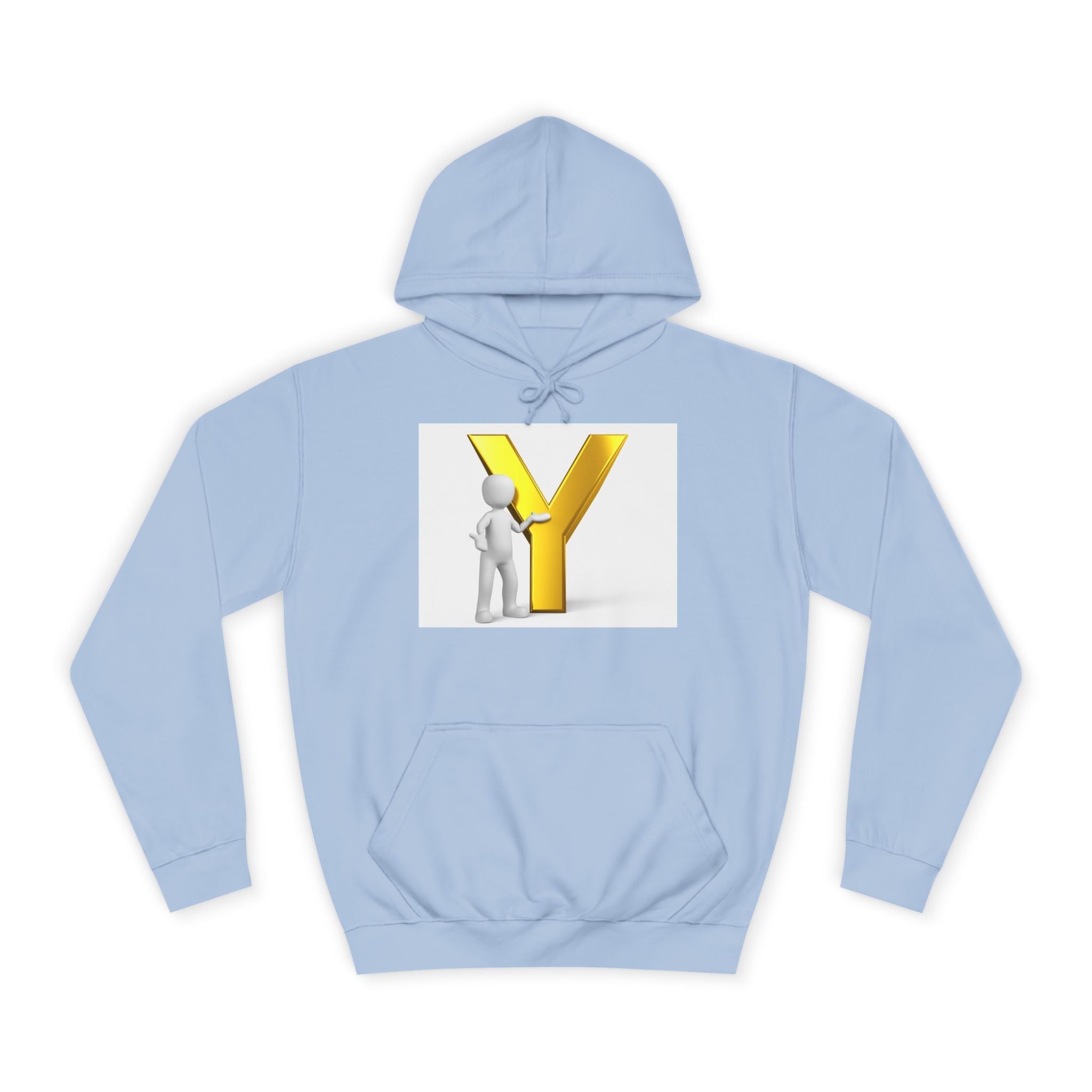 Sweat à capuche lettre Y en or 3D avec figurine | Monogramme initial