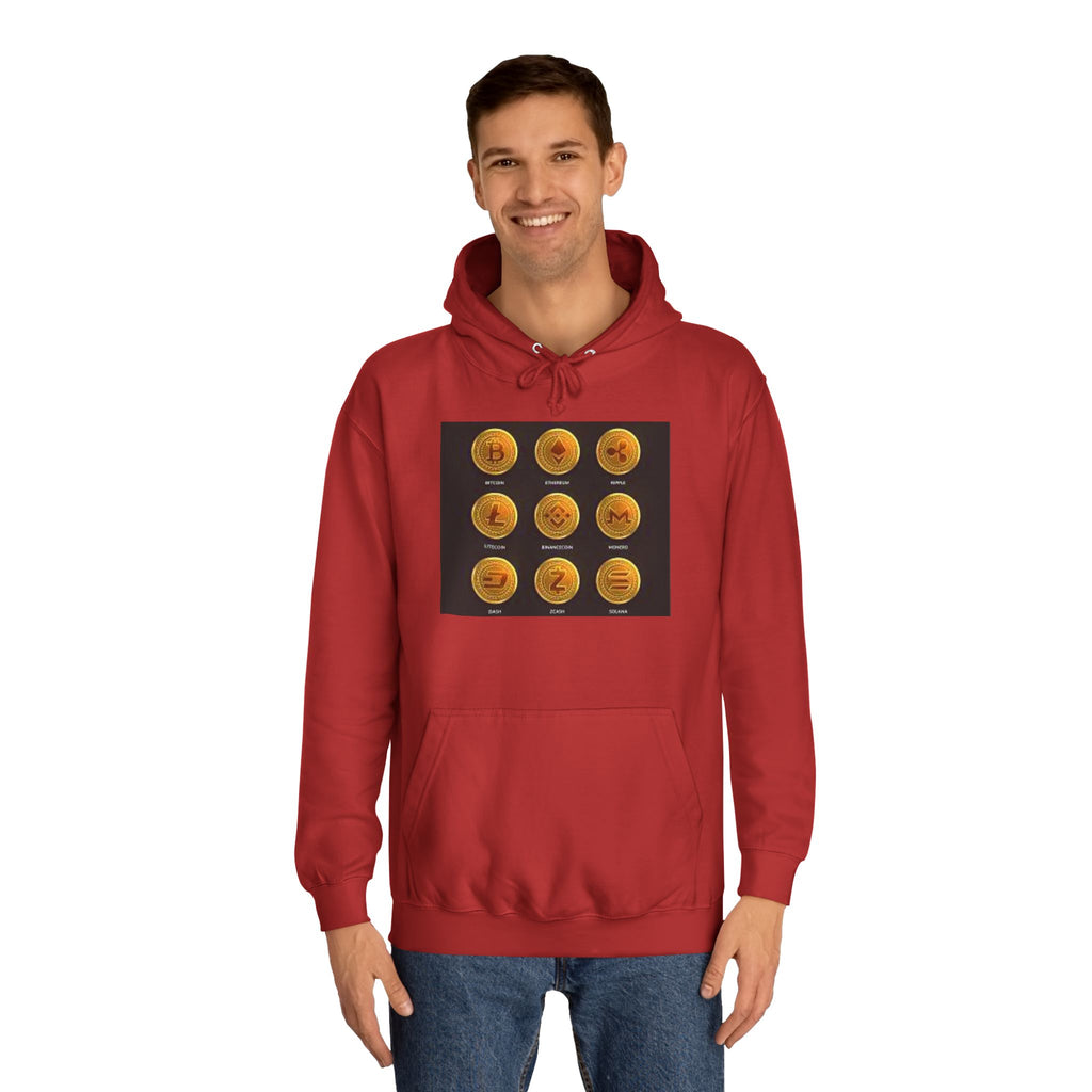 Crypto Coin Icons Hoodie | Bitcoin Ethereum Litecoin Ripple Doge Zcash Monero