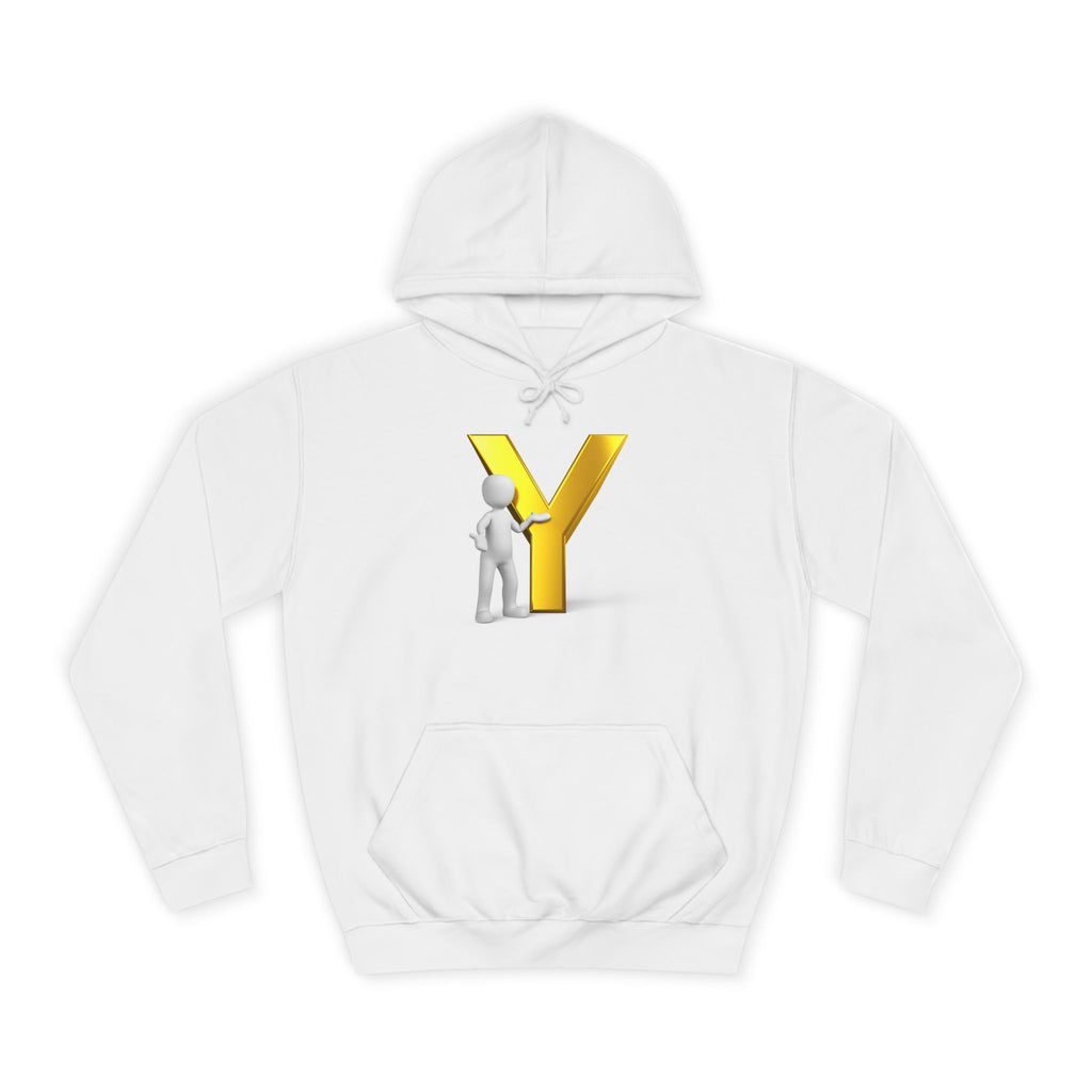 3D Gold Letter Y with Figure Hoodie | Initial Monogram Sweatshirt