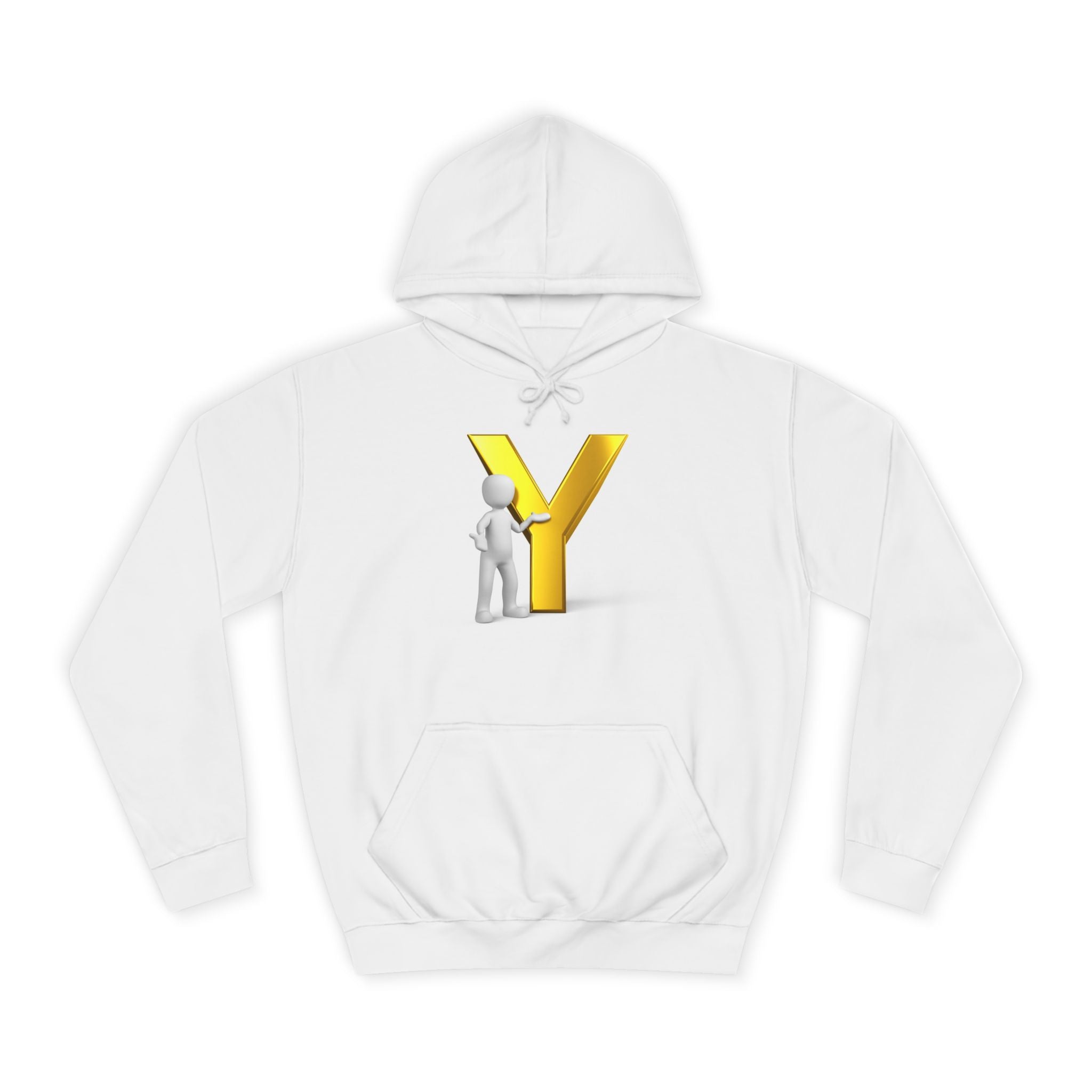 3D Gold Letter Y with Figure Hoodie | Initial Monogram Sweatshirt
