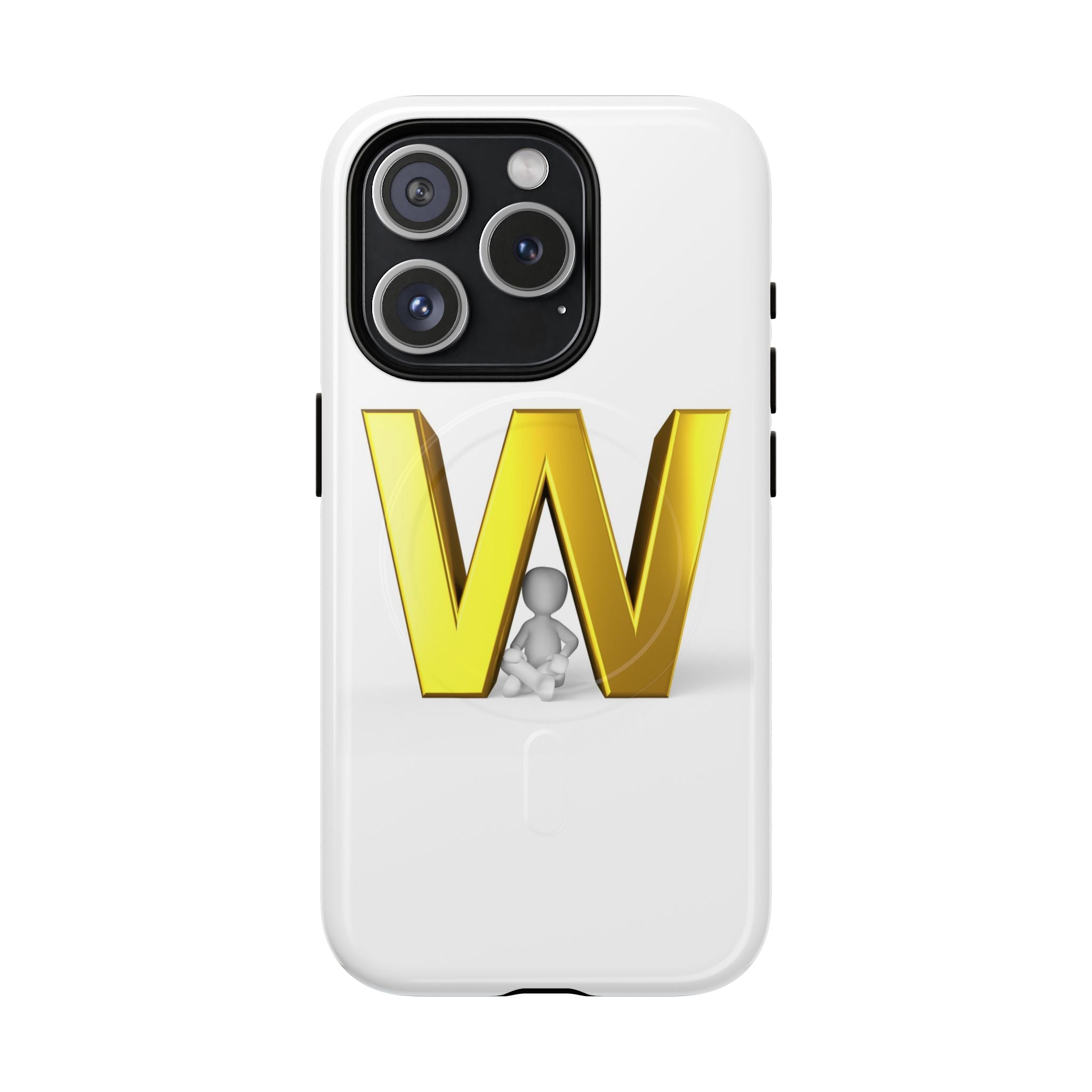 Coque de téléphone à monogramme lettre W or | Coque magnétique résistante