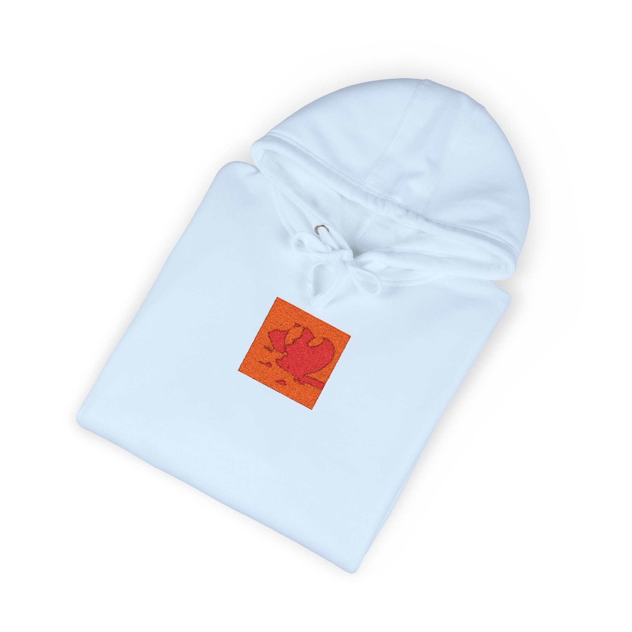 Orange Phoenix Pixel Art Hoodie | Square Chest & Sleeve Patch