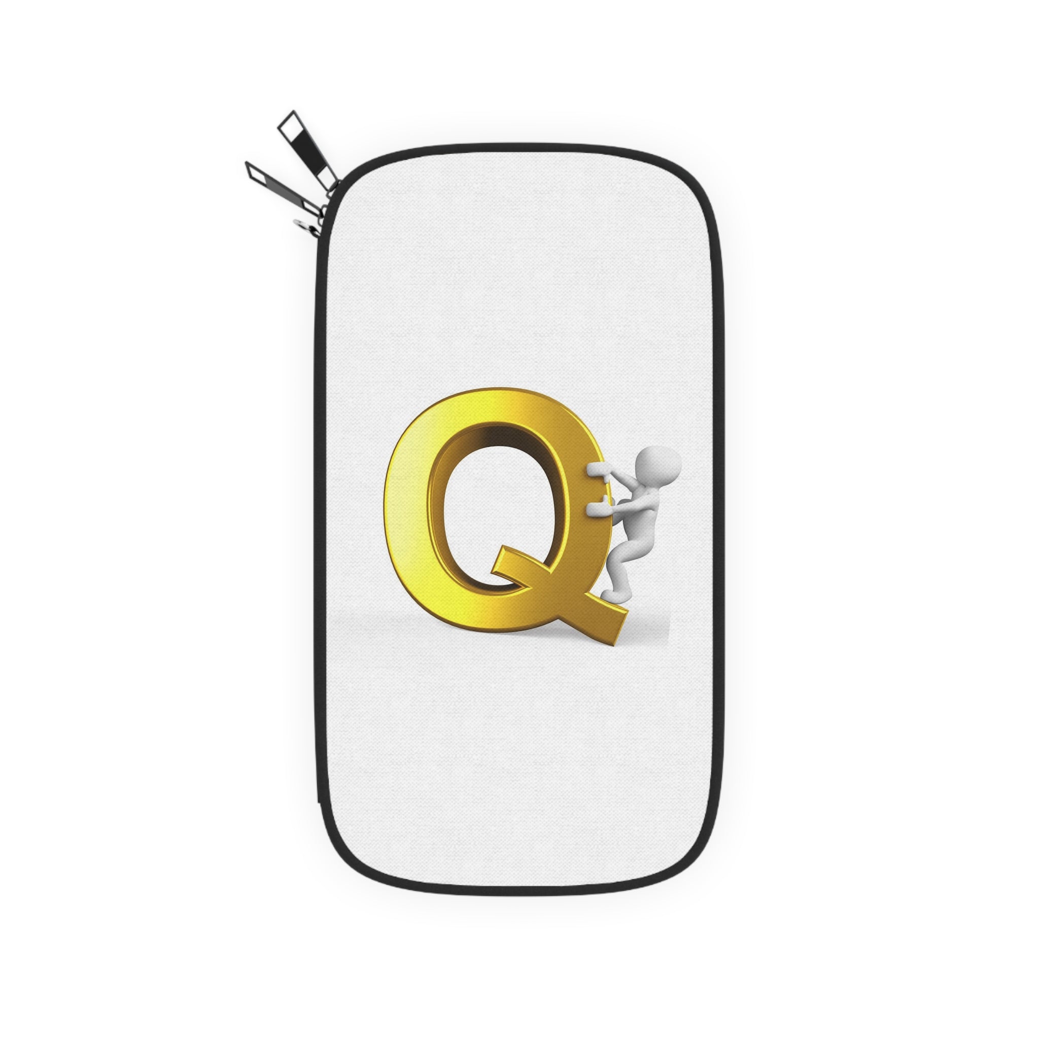Gold Letter Q Climbing Figure Passport Wallet | Monogram Initial Travel Pouch