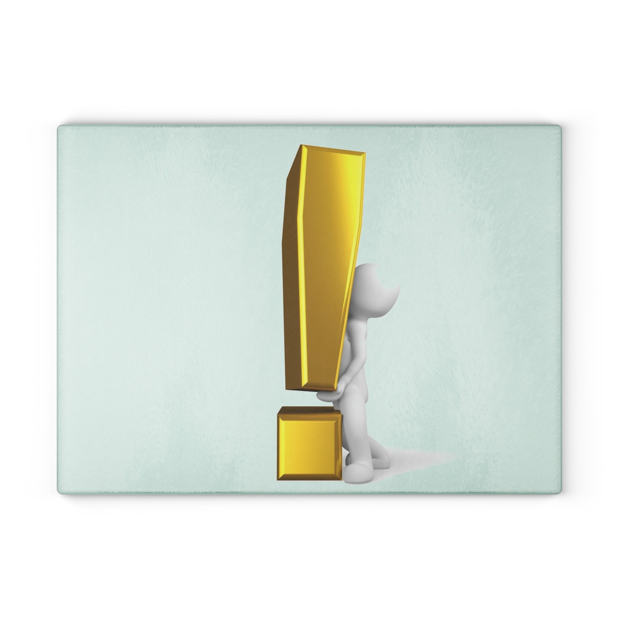 3D Figure with Gold Exclamation Mark Glass Cutting Board | Modern Statement Kitchen Decor