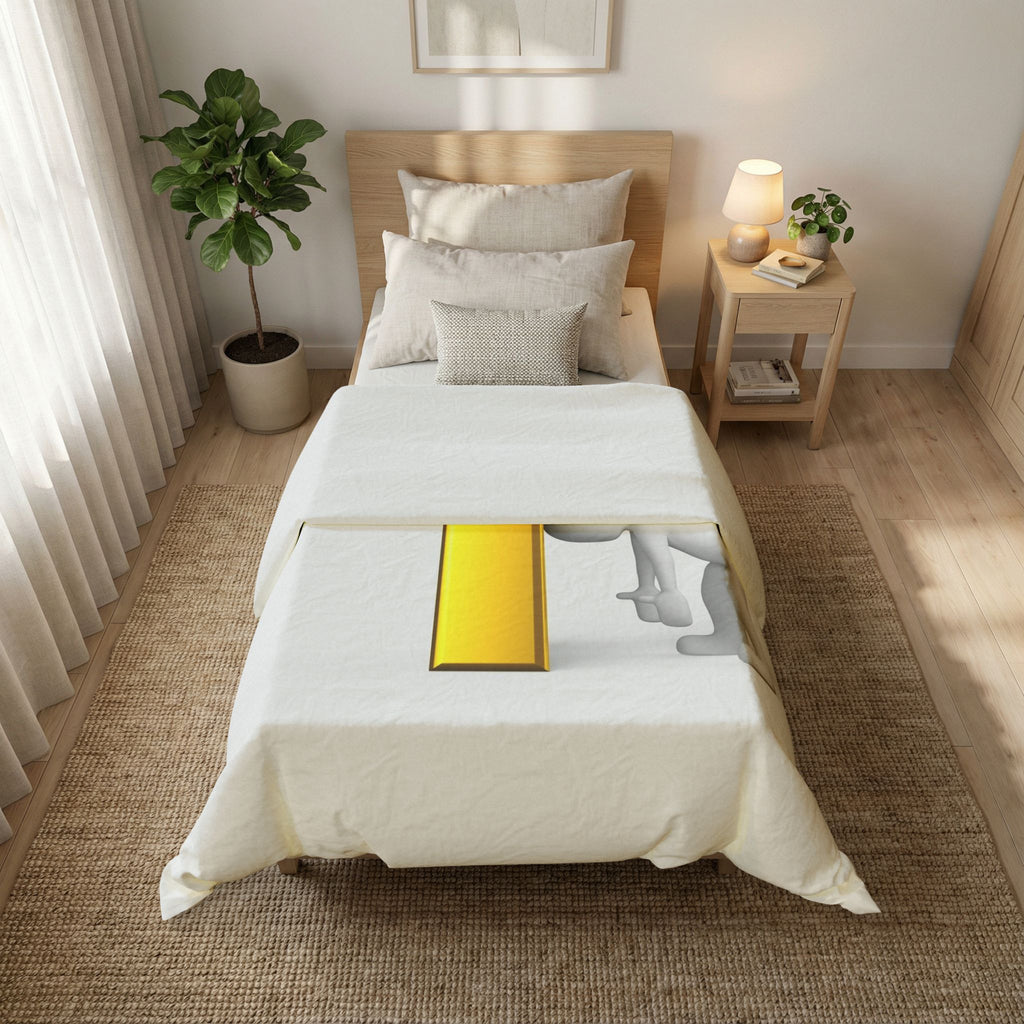 3D Gold Letter F with Figure Cotton Duvet Cover | Typography Bedding