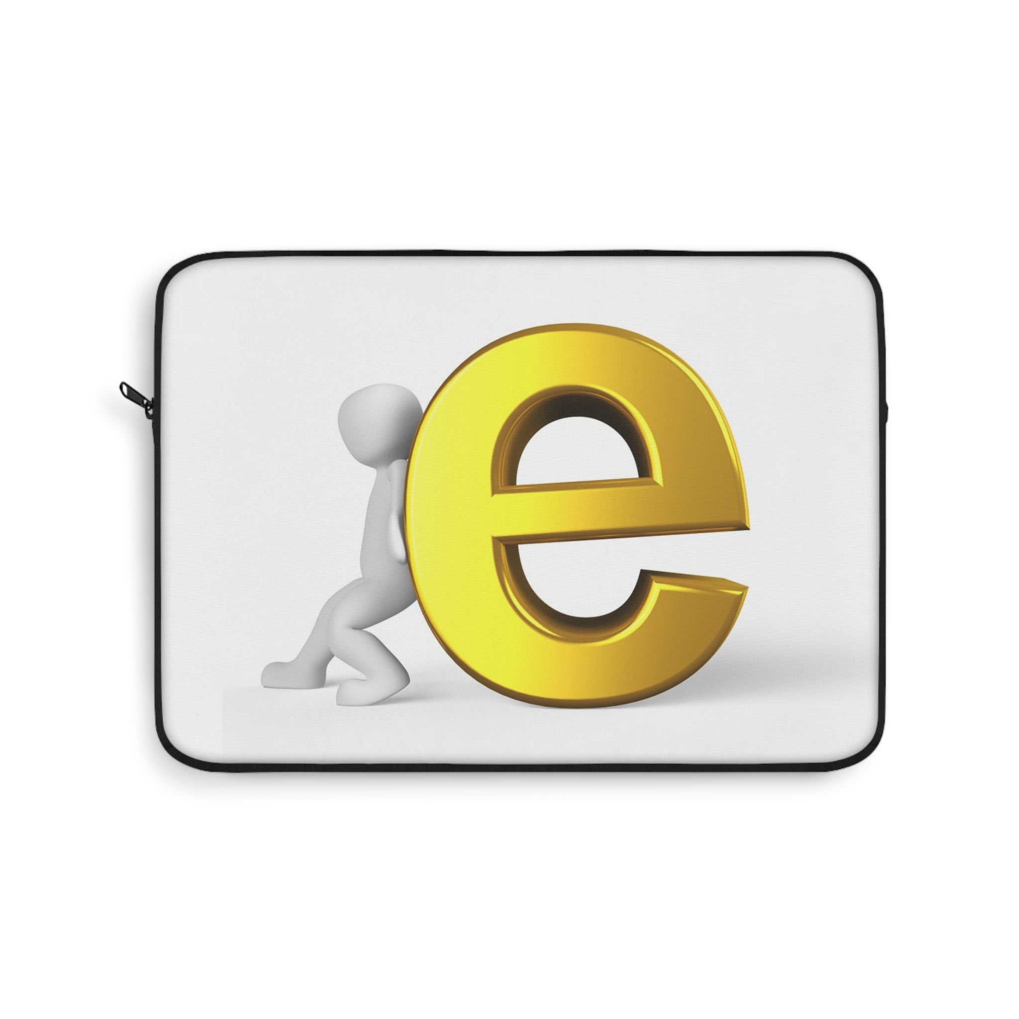 Golden Letter E Laptop Sleeve | Alphabet Monogram, Minimalist Typographic Design