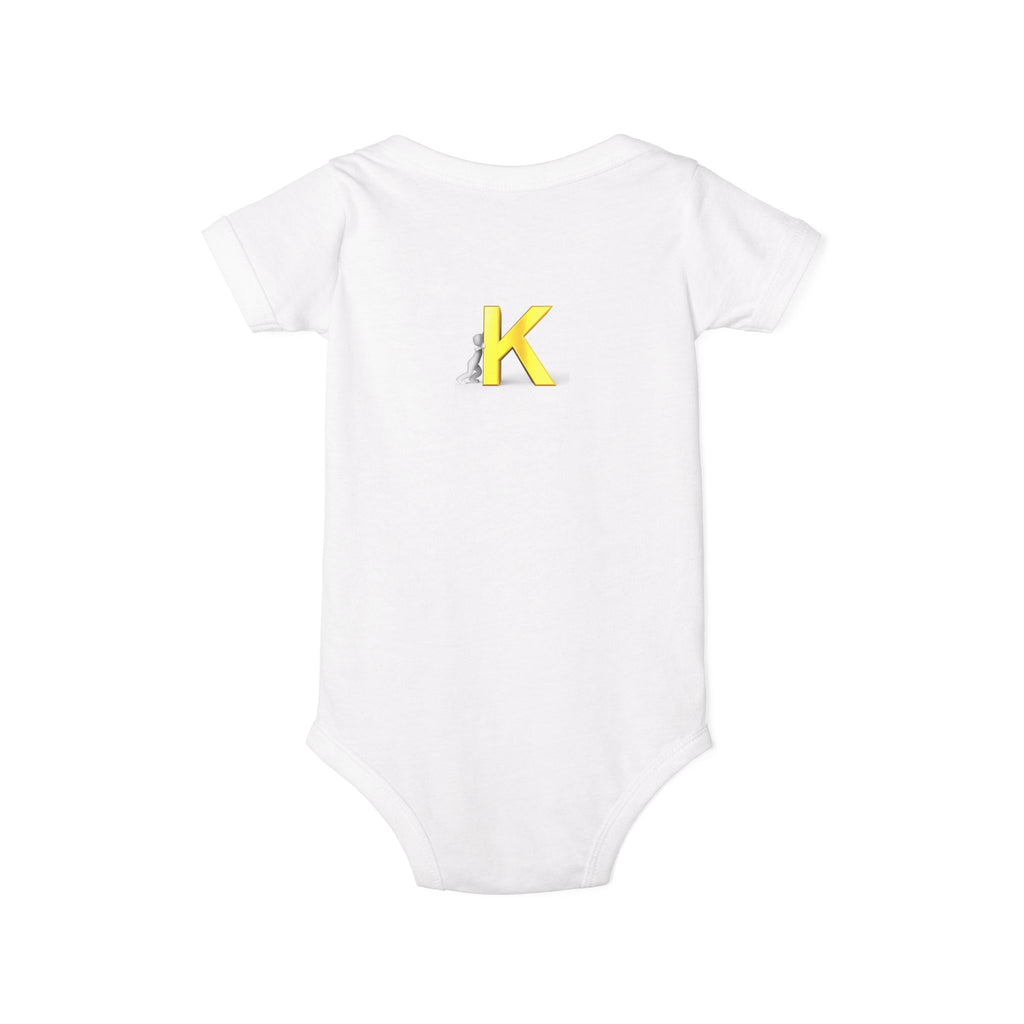 Yellow Letter K Monogram Baby Bodysuit | Infant Onesie Initial