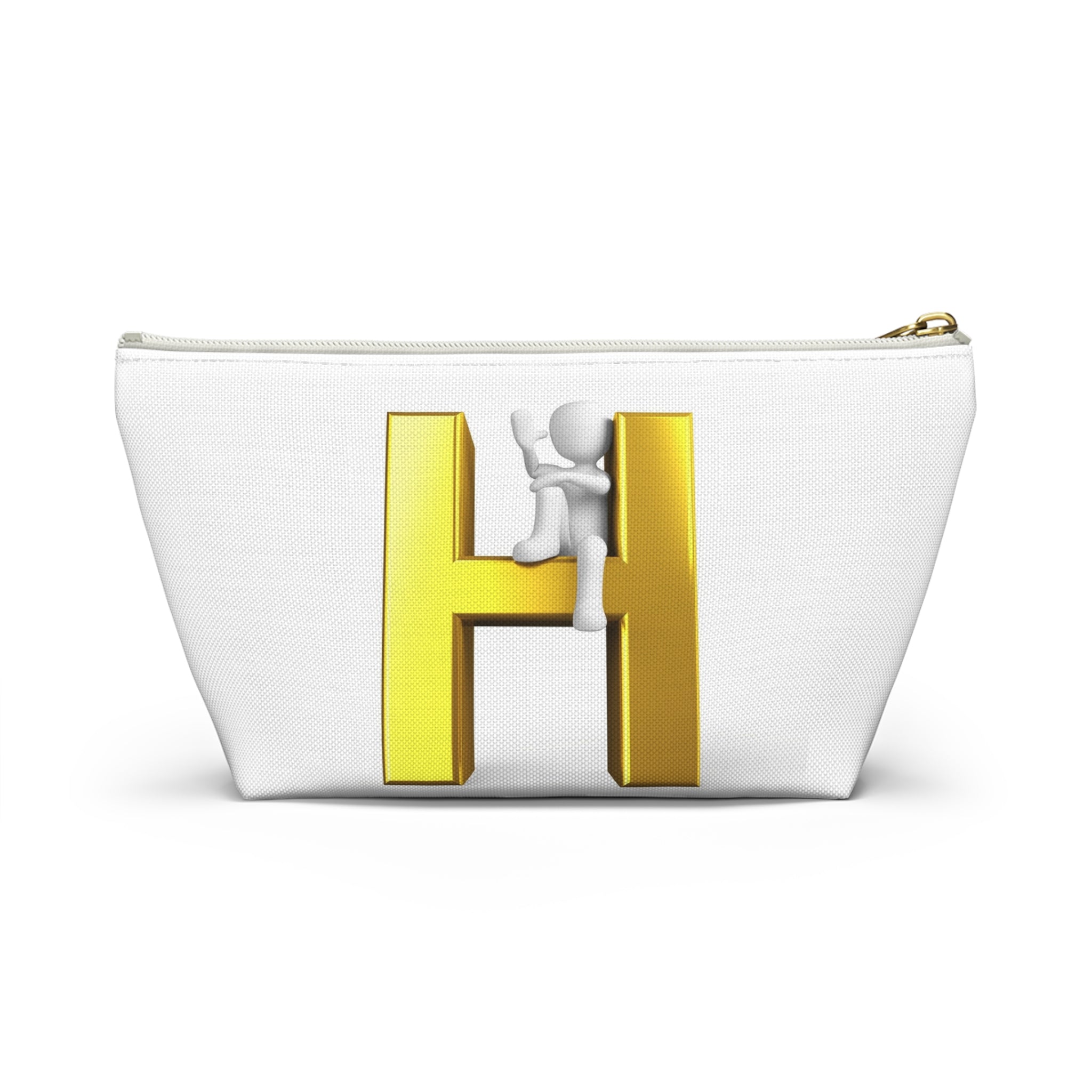 Gold 3D Letter H with Climbing Figure Accessory Pouch