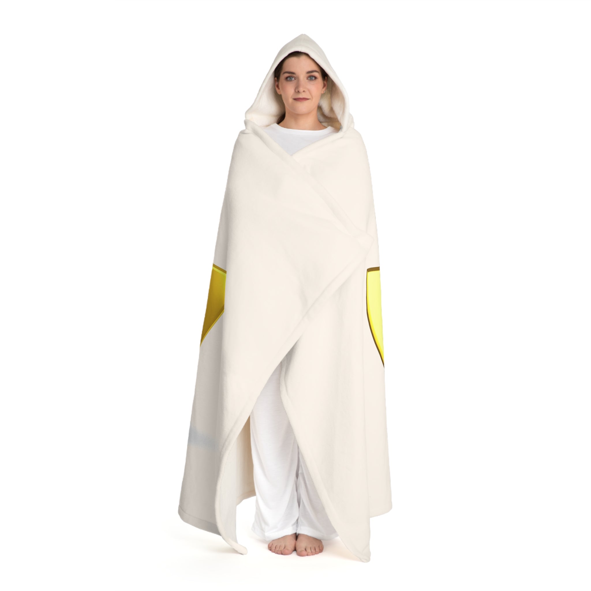 Gold Letter W With Figure Cozy Hooded Sherpa Blanket | Fleece Throw with Hood