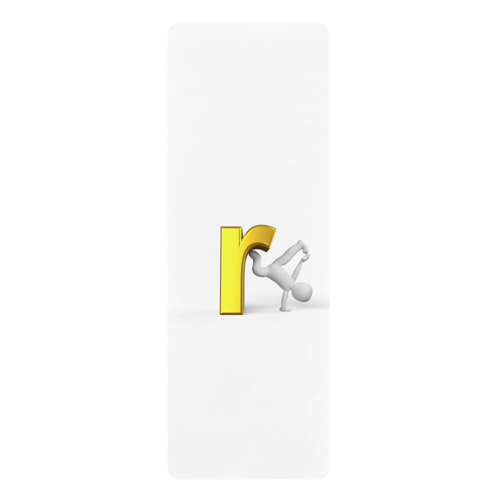 Gold Letter R Breakdance Pose Rubber Yoga Mat | Alphabet Dance Illustration