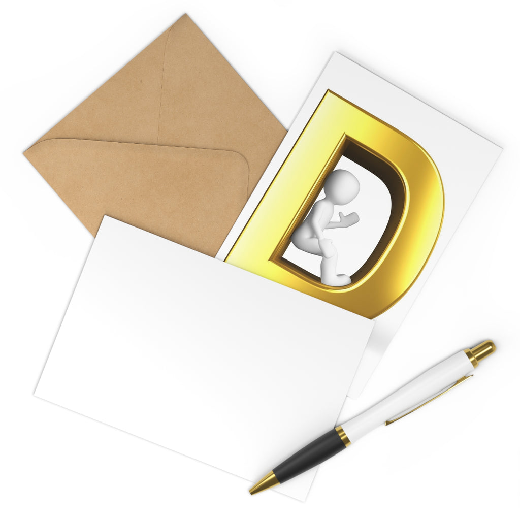 Golden Letter D Postcards | 7 PCS Alphabet Note Cards