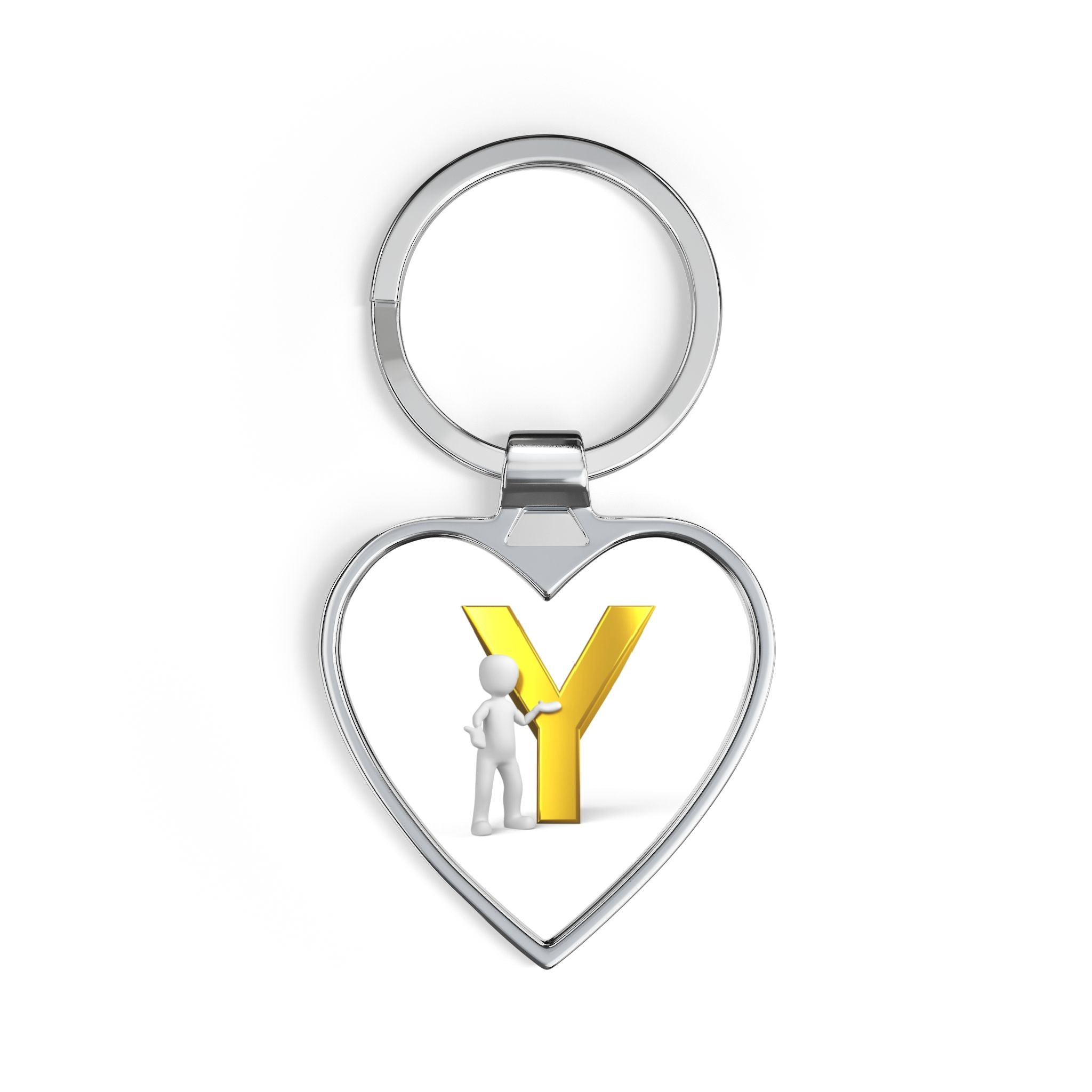 Yellow Letter Y Heart Keychain | Initial Monogram Keyring