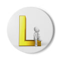 Gold Letter L with Sitting Figure Ceramic Coaster | Monogram Initial Coaster
