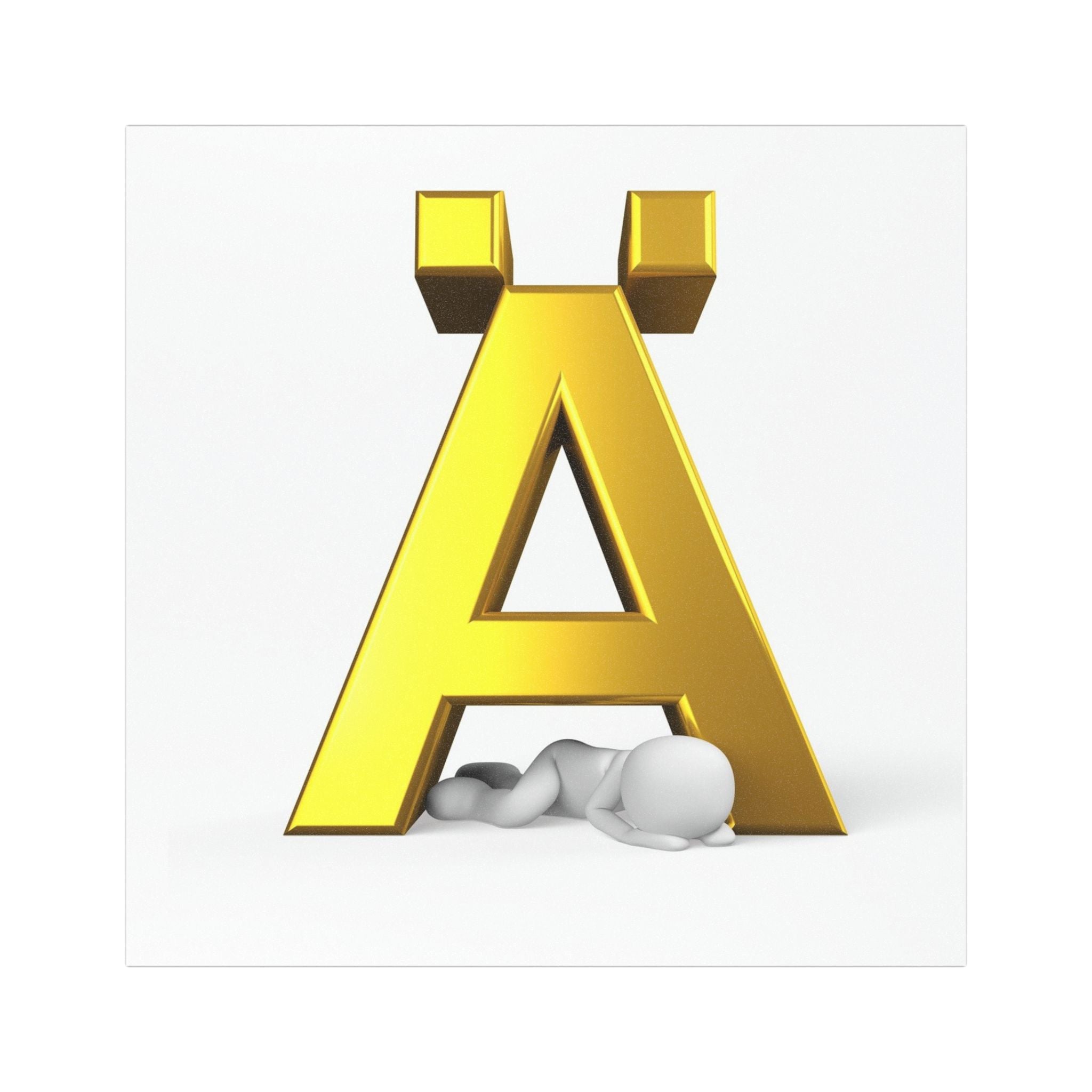 Gold Letter Ä with Sleeping Figure Car Magnets | Alphabet Décor