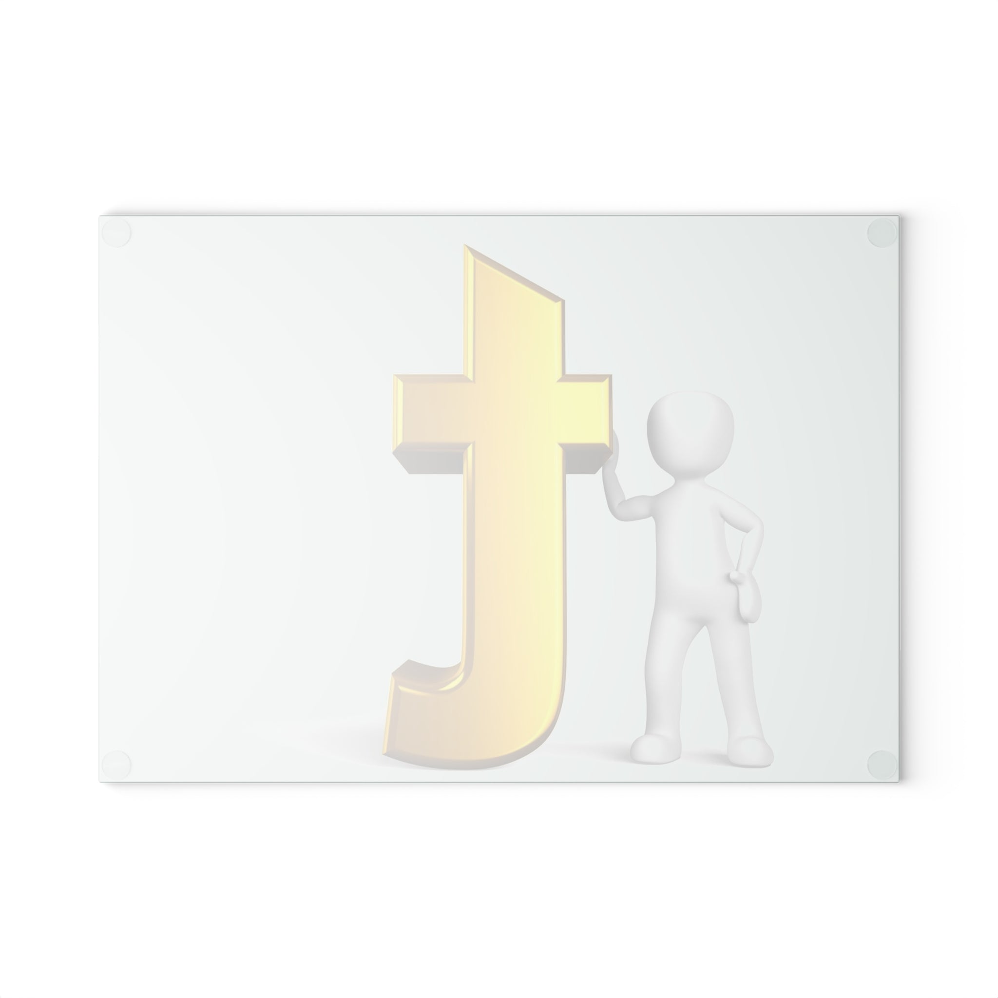 Gold Letter T Figurine Glass Cutting Board | Decorative Kitchen Board