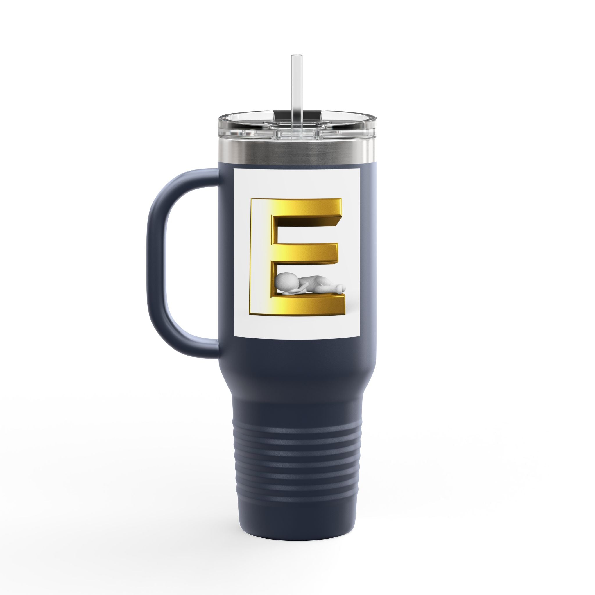 Gold Letter E Monogram Travel Mug | 40oz Insulated Tumbler