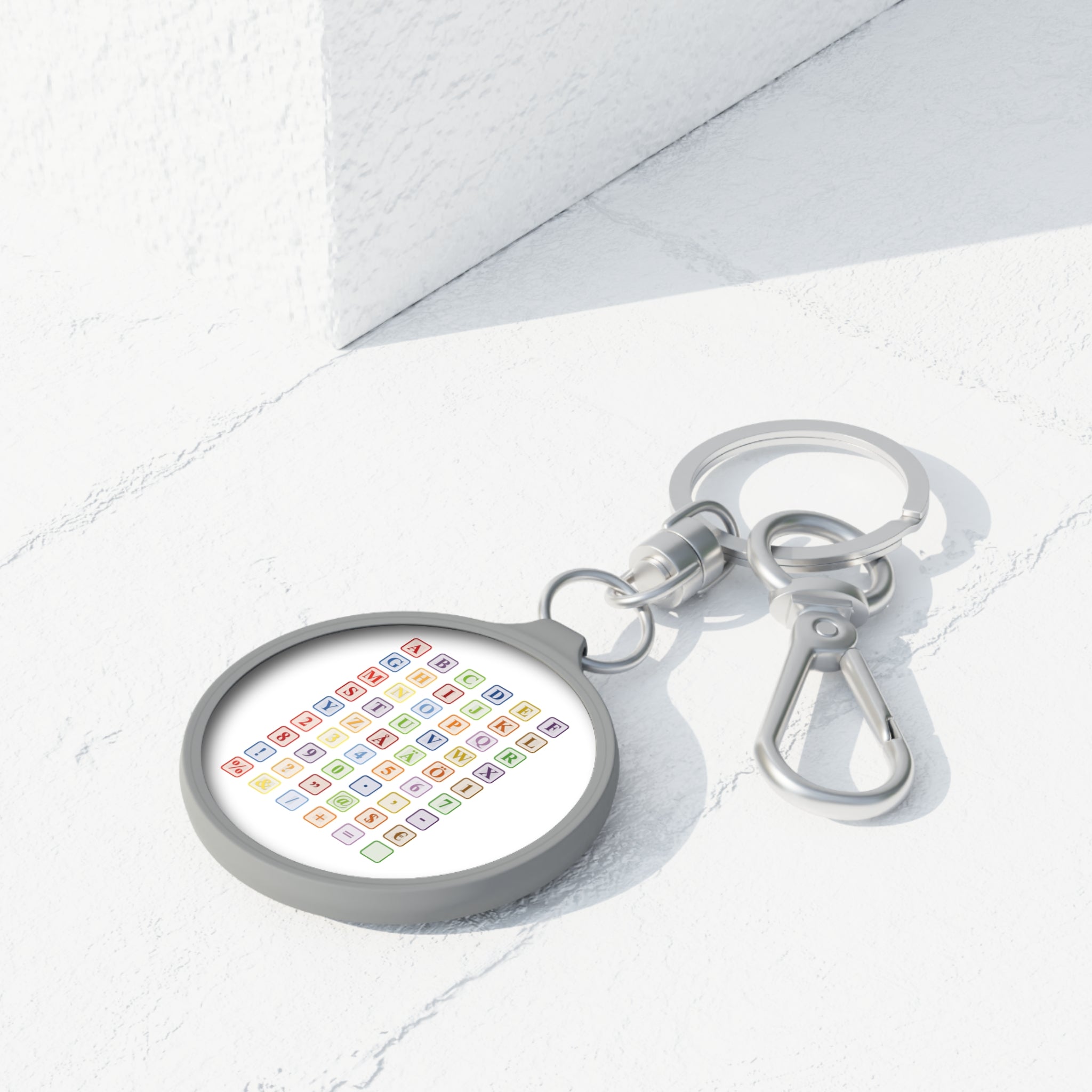 Porte-clés motif blocs alphabet | Porte-clés grille de lettres colorées