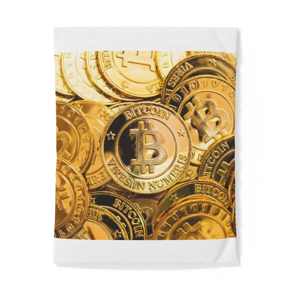 Bitcoin Coin Pile Duvet Cover | Cryptocurrency Bedding, Gold Coin Print