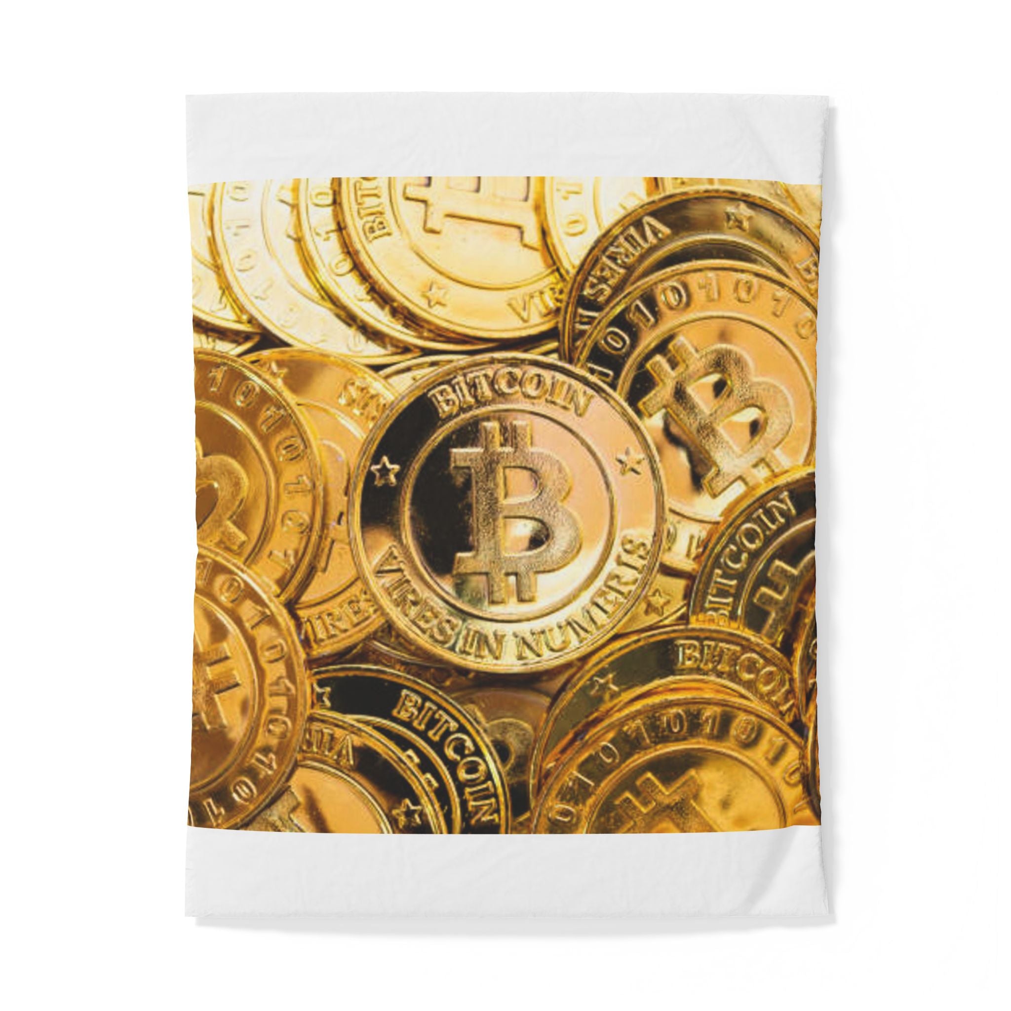 Bitcoin Coin Pile Duvet Cover | Cryptocurrency Bedding, Gold Coin Print