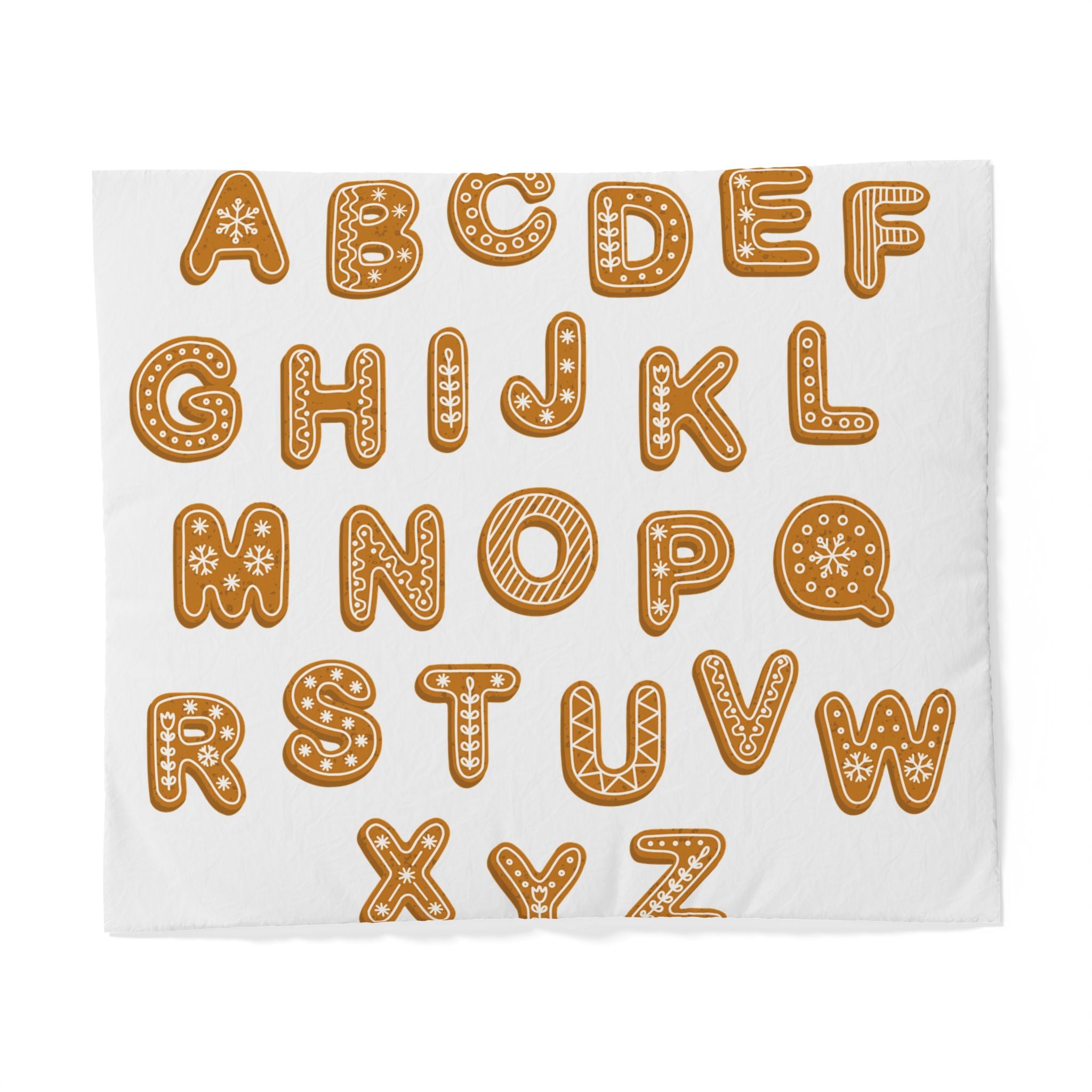 Housse de Couette Alphabétique en Pain d'Épices | Literie pour Enfants, Alphabet de Noël