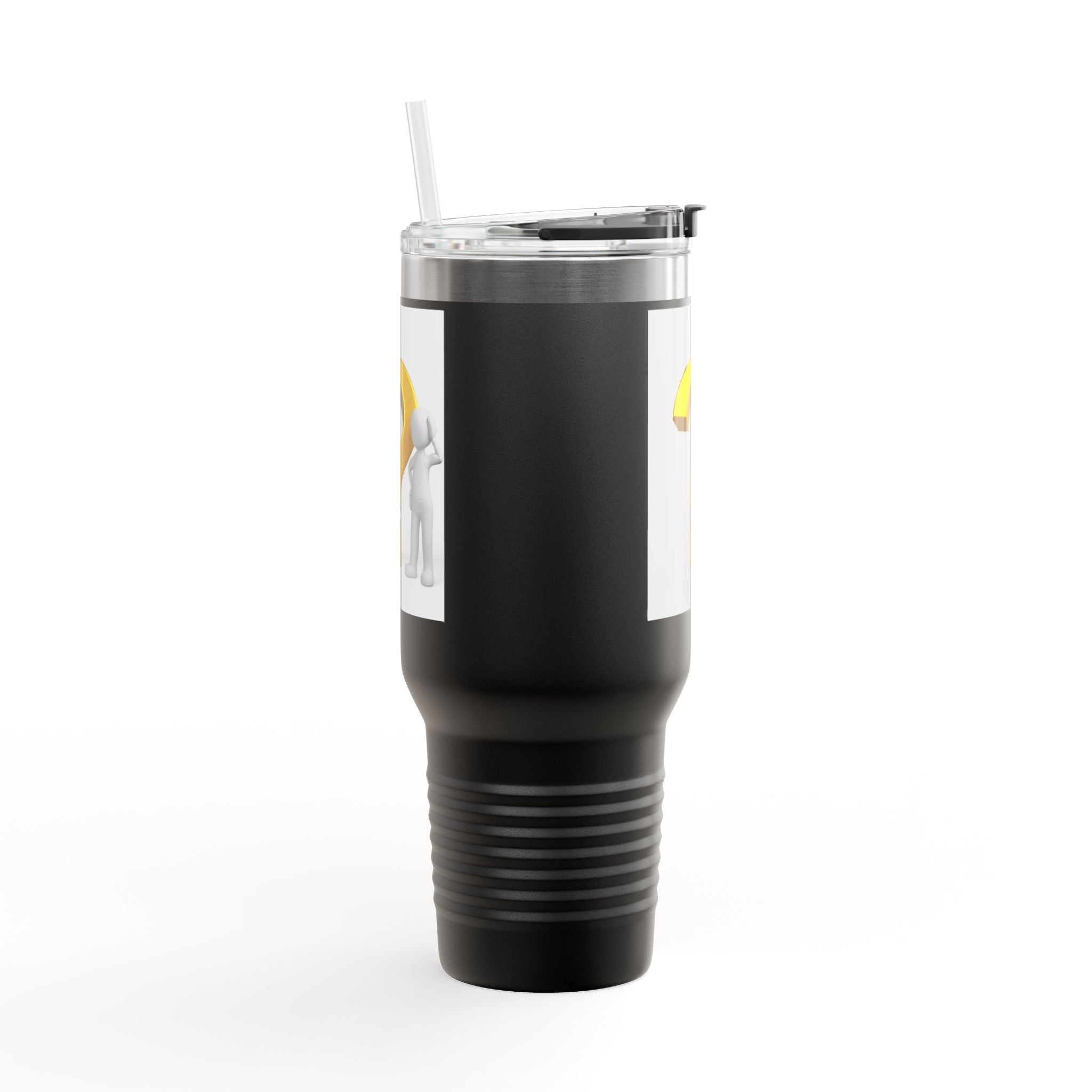 Mug de voyage illustré d'un point d'interrogation en or 3D | Gobelet isotherme de 40 oz